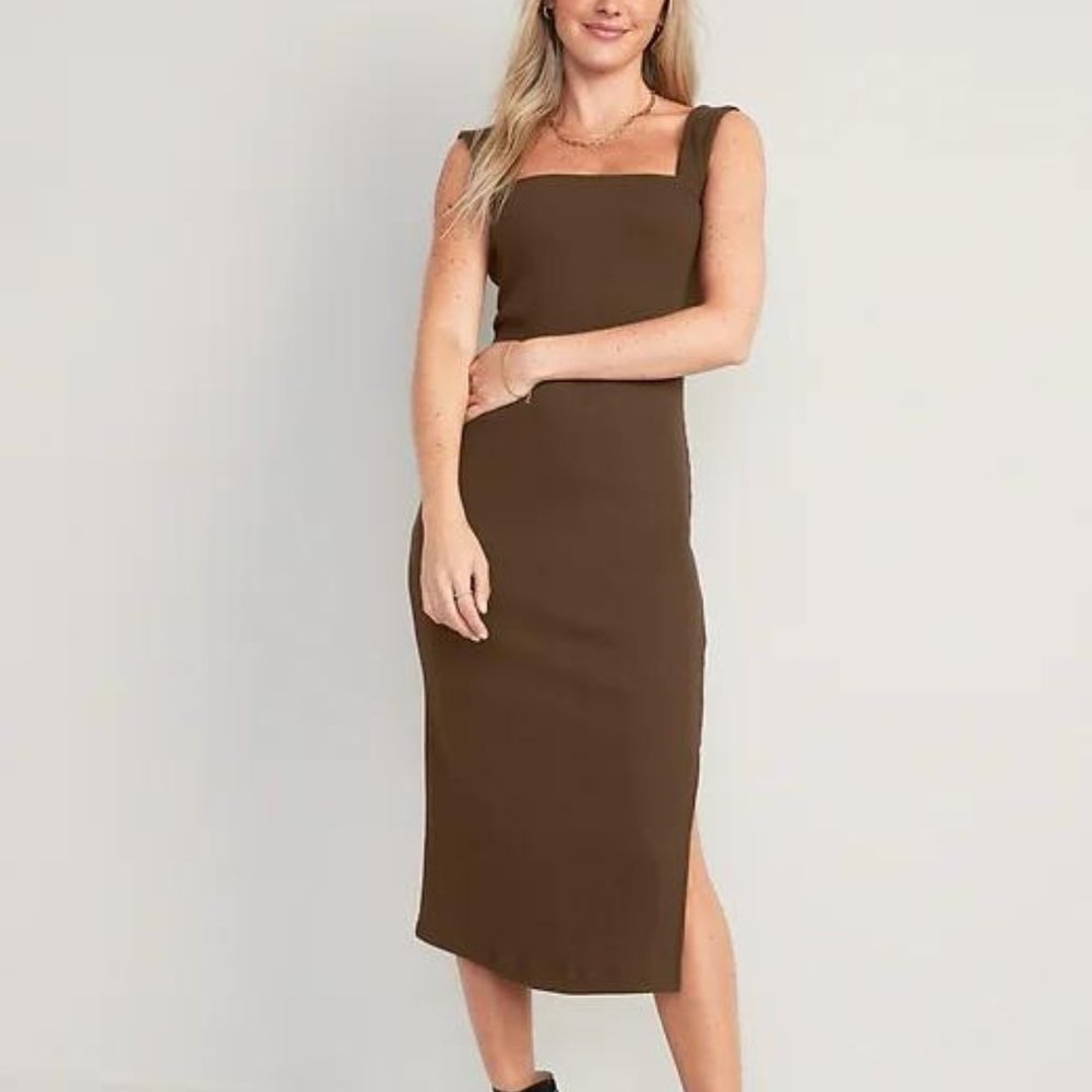 Old Navy  Fitted Sleeveless Rib-Knit Midi Dress for Women New - Picture 3 of 7